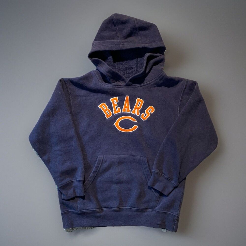 Chicago Bears Youth Pullover Hoodie Size L 7 Navy 70 30 Cotton Blend NFL